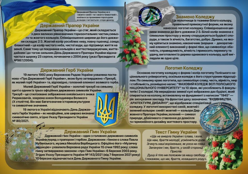 Стенд Символи України та Коледжу